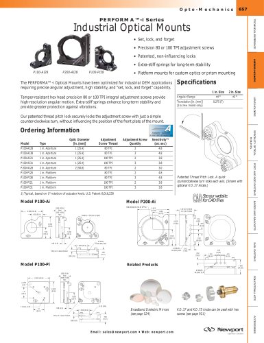 PERFORMA™-i Series Set-&-Lock Industrial Optic and Platform Mounts  