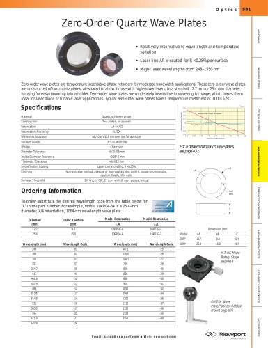 Zero-Order Quartz Wave Plates  