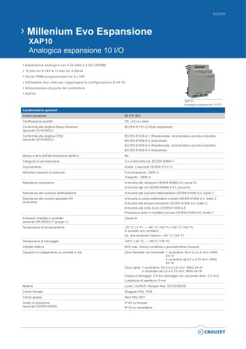 Millenium Evo Espansione XAP10 Analogica espansione 10 I/O