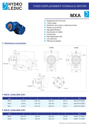 MXA series hydraulic motors | Fixed displacement