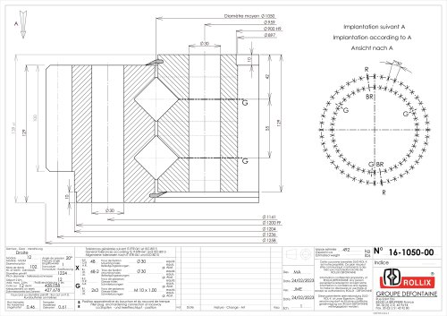 Standard crossed rollers Double row slewing rings with external gear