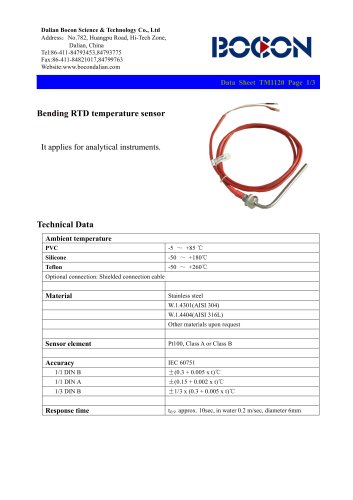 Bending RTD temperature sensor for analytical equipment-TM1120