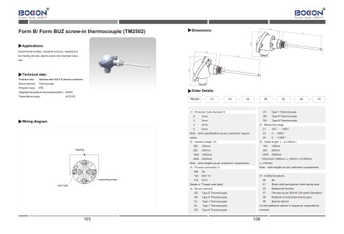 Form B/Form BUZ screw-in thermocouple TM2502