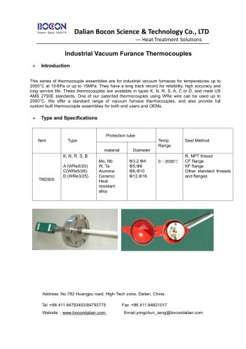 Industrial Vacuum Furance Thermocouple