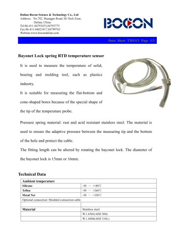 Pt1000 RTD temperature sensor for bearing/stamper TM1113