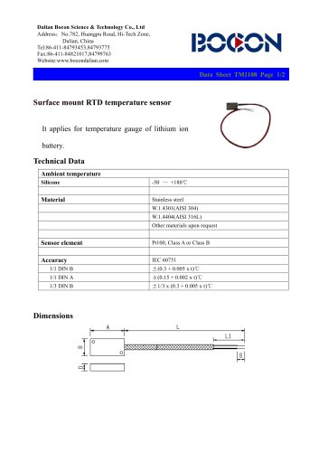 surface mounting RTD temperature sensor TM1108-3