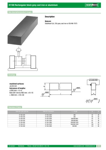 01160 Rectangular block grey cast iron or aluminium