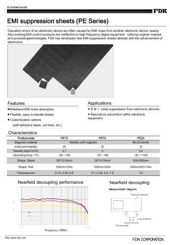 Ferrites sheets for EMI suppression (PEseries)