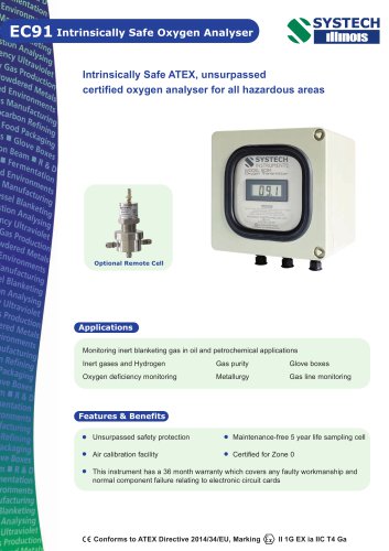 EC91 Intrinsically safe oxygen analyser