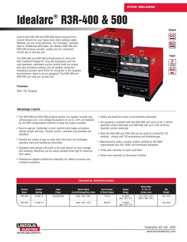 Stick Welders at a Glance Idealarc® R3R-500