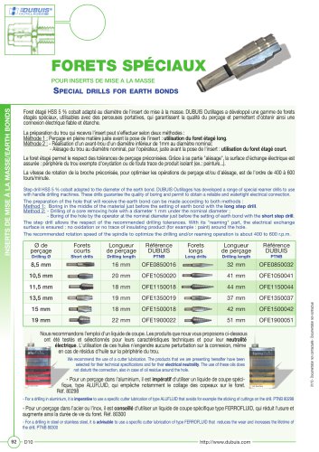 SPECIAL DRILLS FOR EARTH BONDS