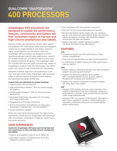 Snapdragon 400 Processor Product Brief