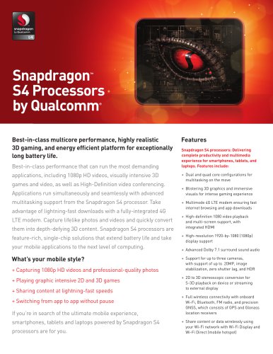 Snapdragon™ S4 Processors by Qualcomm