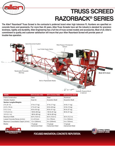 TRUSS SCREED  RAZORBACK ®  SERIES