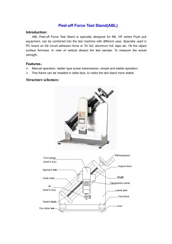 ABL Peel-off Force Test Stand is used in PC board on foil circuit adhesion force or Tin foil, aluminum foil, tape etc | Wenzhou Tripod instrument