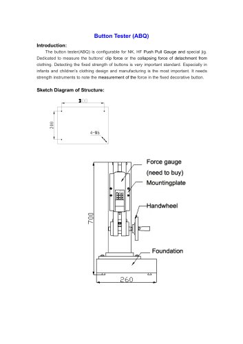 ABQ Button Tester for measure the buttons' clip force or the collapsing force of detachment from clothing | Wenzhou Tripod instrument