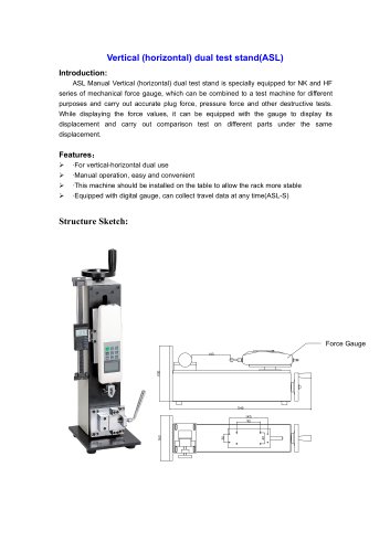 ASL Vertical (horizontal) dual test stand for different purposes and carry out accurate plug force, pressure force and other destructive tests | Wenzhou Tripod instrument