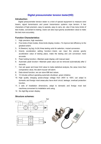 HD Digital pressuremeter tension tester for measure wind towers, signal transmission and power transmission systems rope tension | Wenzhou Tripod instrument