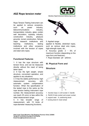 HOT!rope tension meter for steel rope|testing instrument by Wenzhou Tripod