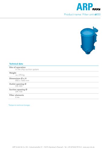 Filter unit &Oslash;850