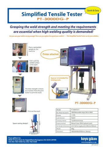 Simplefied Tensile Tester PT - 3000DG-P