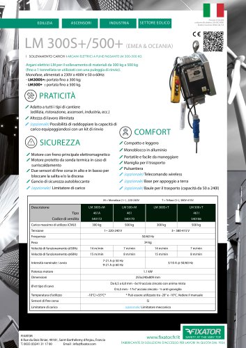 Argano elettrico da cantiere LM 300 e 500 kg