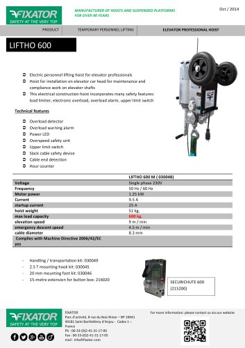 LIFTHO 600 electric hoist