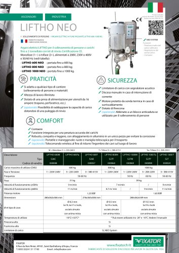 LIFTHO NEO 600-800-1000 argano elettrico installazione ascensori portata 600kg 800kg 1000kg