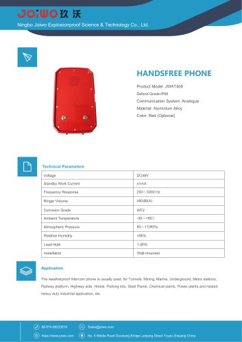 Joiwo Handsfree Phone Waterproof Telephone JWAT408