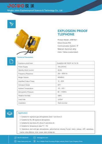 Joiwo VOIP Explosion Proof Telephone JWBT821