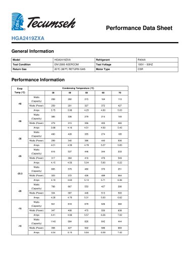 performance data sheet Model: HGA2419ZXA (HGA2426Z)