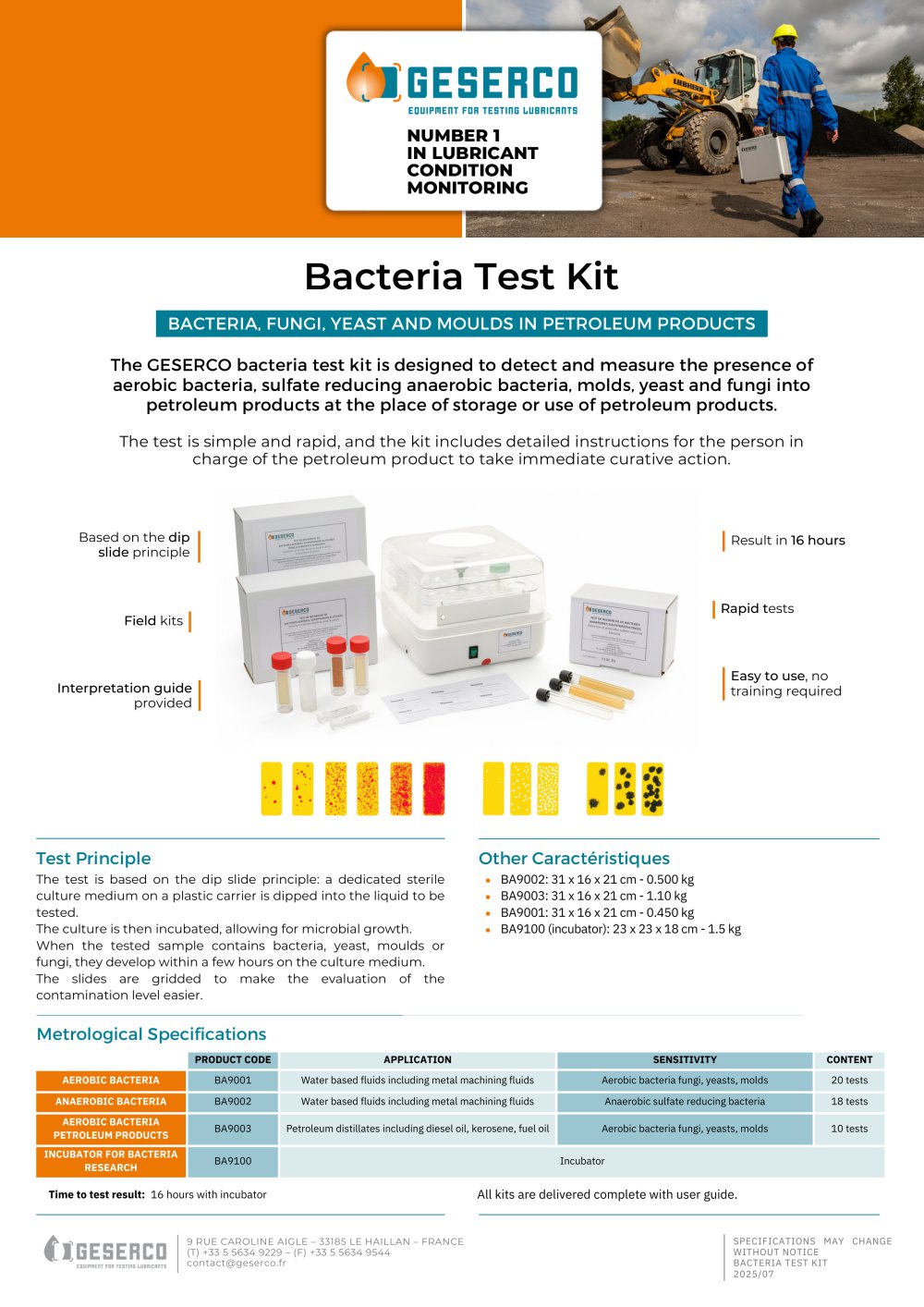Bacteria Test Kit - GESERCO