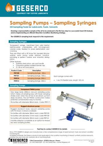 Sampling Pumps – Sampling Syringes