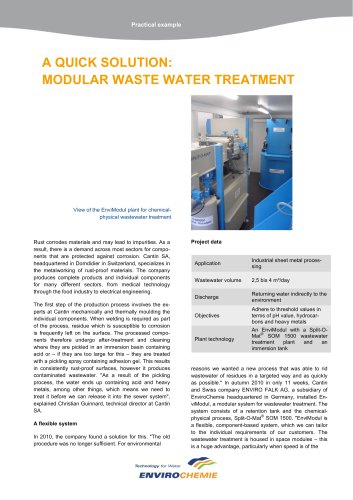 A QUICK SOLUTION: MODULAR WASTE WATER TREATMENT