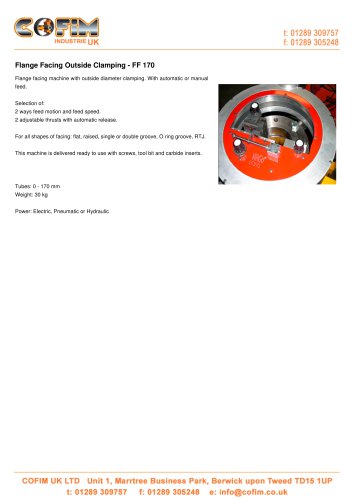 FF 170 Flange Facing Outside Clamping