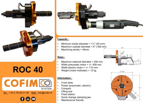 ROC 40 - Pipe Beveling Machine Internal Clamping