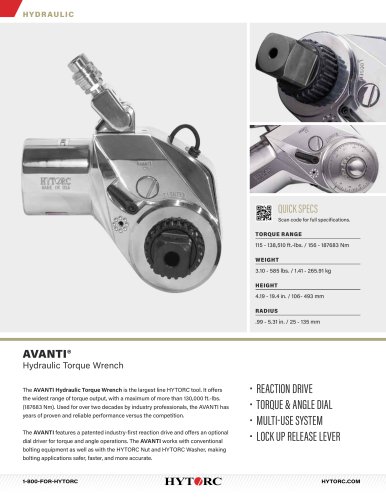 AVANTI Hydraulic Torque Wrench Cut Sheet