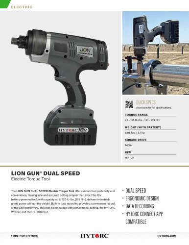 LION GUN Dual Speed Electric Torque Tool Cut Sheet
