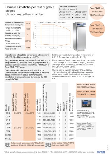 Camere climatiche per prove di test gelo e disgelo