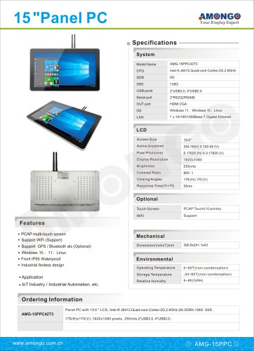 Industrial Panel PC AMG-15PPC42T3 