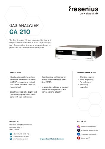 Gas Analyzer GA210 Data Sheet