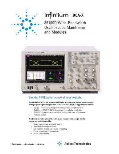 86100D Wide-Bandwidth  Oscilloscope Mainframe  and Modules