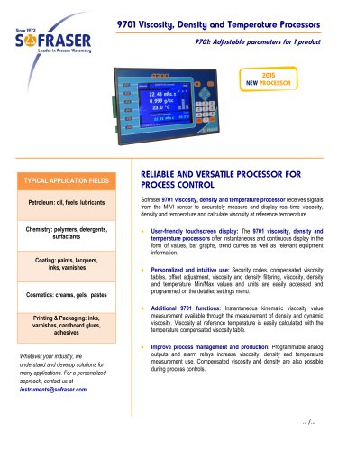 9701 Viscosity, Density and Temperature Processors