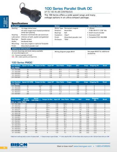 100 Series Parallel Shaft DC UP TO 100 IN-LBS CONTINUOUS