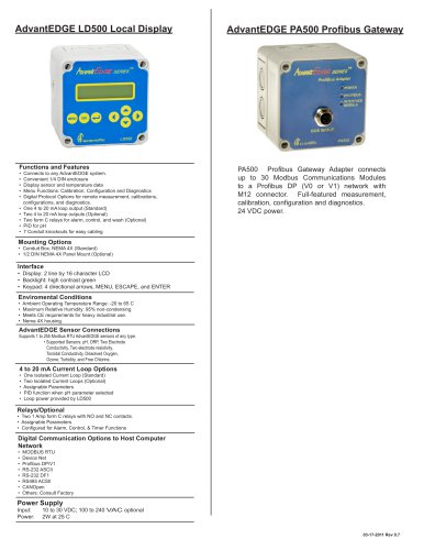 AdvantEDGE LD500 Local Display and PA500 Profibus Gateway