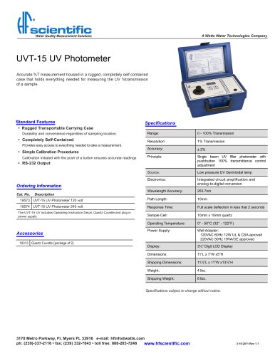 UVT-15 UV %Transmission Photometer