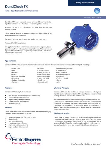 DensiCheck Tx: High accuracy, continuous liquid concentration measurement.