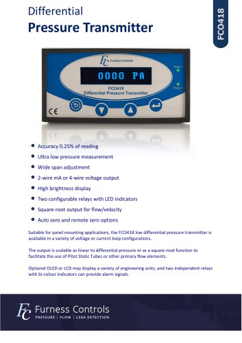 FCO418 - Differential Pressure Transmitter