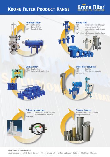 KRONE FILTER PRODUCT RANGE