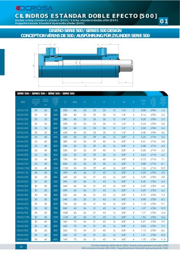 DOUBLE ACTING STANDARD CYLINDERS 500